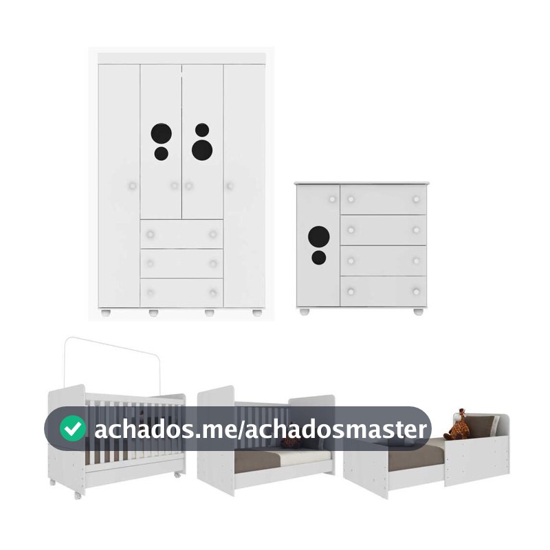 Quarto Completo Infantil com Colchão Incluso Multimóveis Pimpolho FG3571 Branco