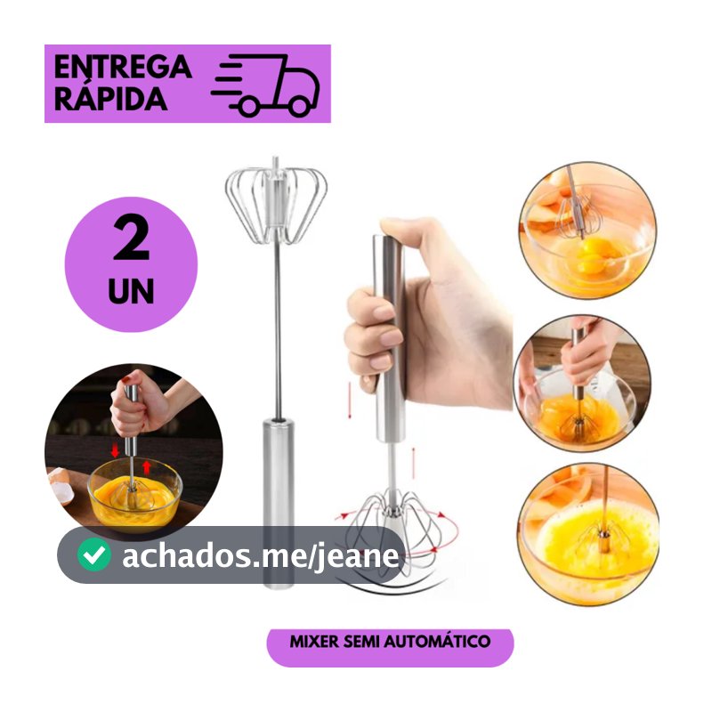 2 ou 1 Un Batedor de Ovos Mixer Tipo Fouet Semi Automático Inox Manual Prático para Cozinha Bolos