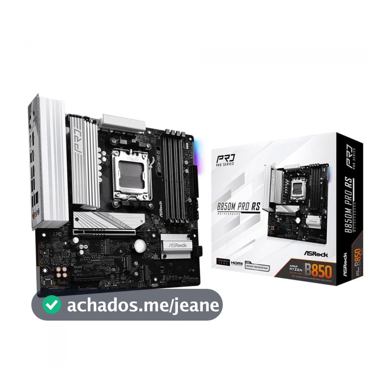 Placa Mãe ASRock B850M Pro RS, Chipset B850, AMD AM5, mATX, DDR5