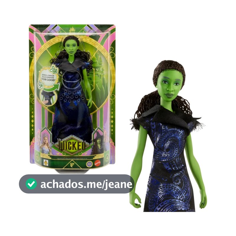 Boneca Elphaba Wicked: For Good, canta a música "For Good" - Mattel Jfm09