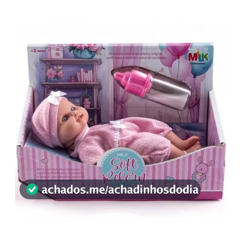 Boneca Reborn Soft Em Vinil Super Macio Com Mamadeira Magica - Envio Imediato