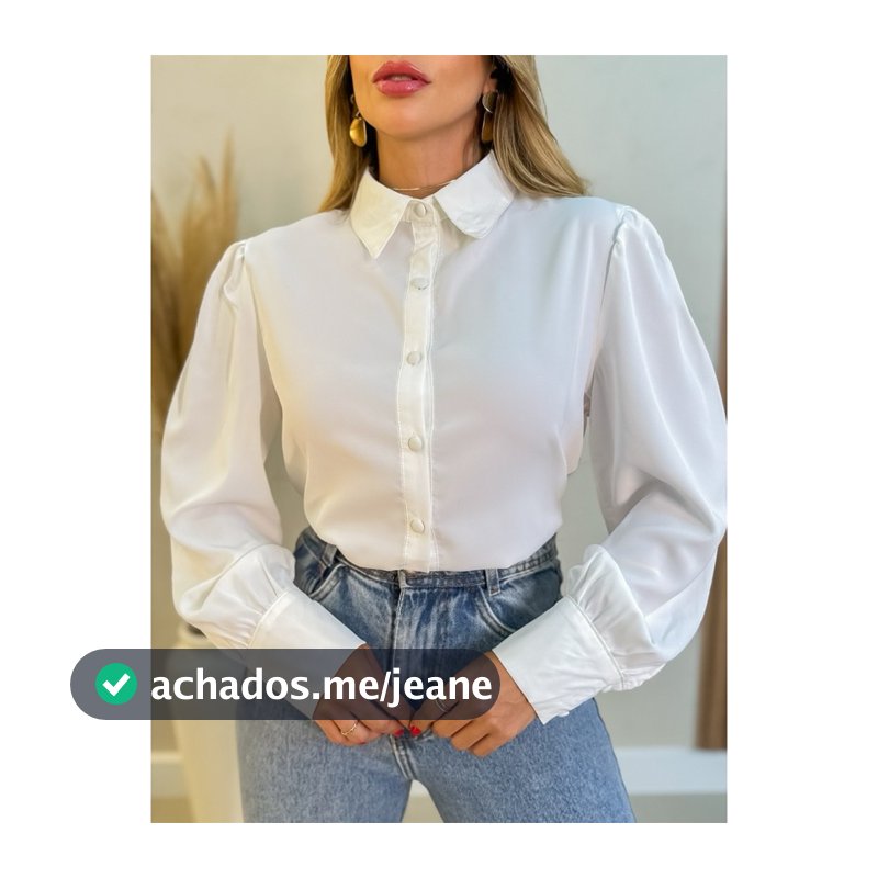 Camisa Social feminina manga longa Branca - Camisa Branca Feminina
