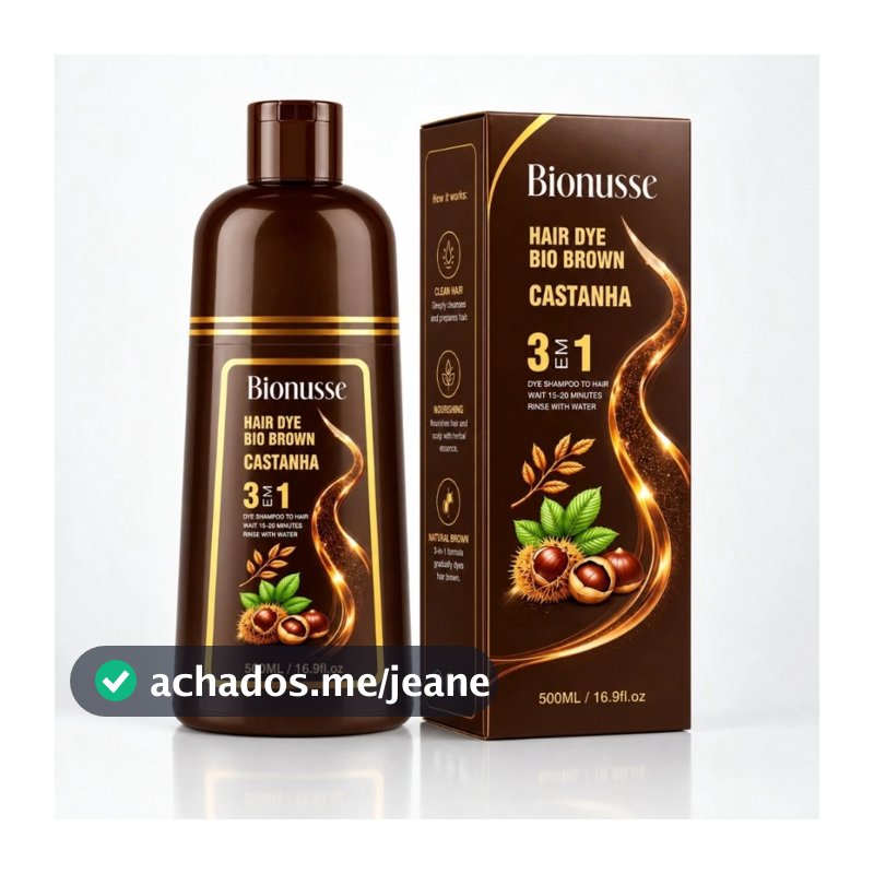 Shampoo Tonalizante Castanho Escuro Hair Dye 3 em 1 - Bionusse Original 500ml