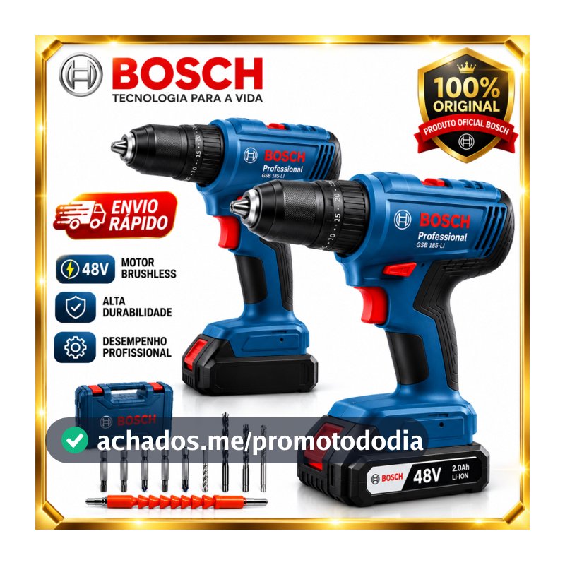 Furadeira Parafusadeira bosch 48V Parafusadeira 2 baterias Furadeira de Impacto bosch Original 100%