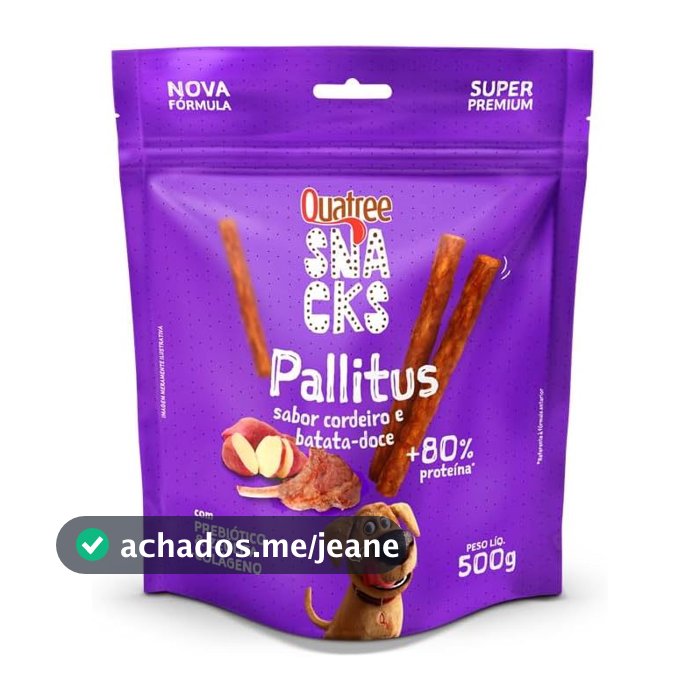 Quatree Snacks Pallitus para Cães Sabor Cordeiro E Batata Doce 500g