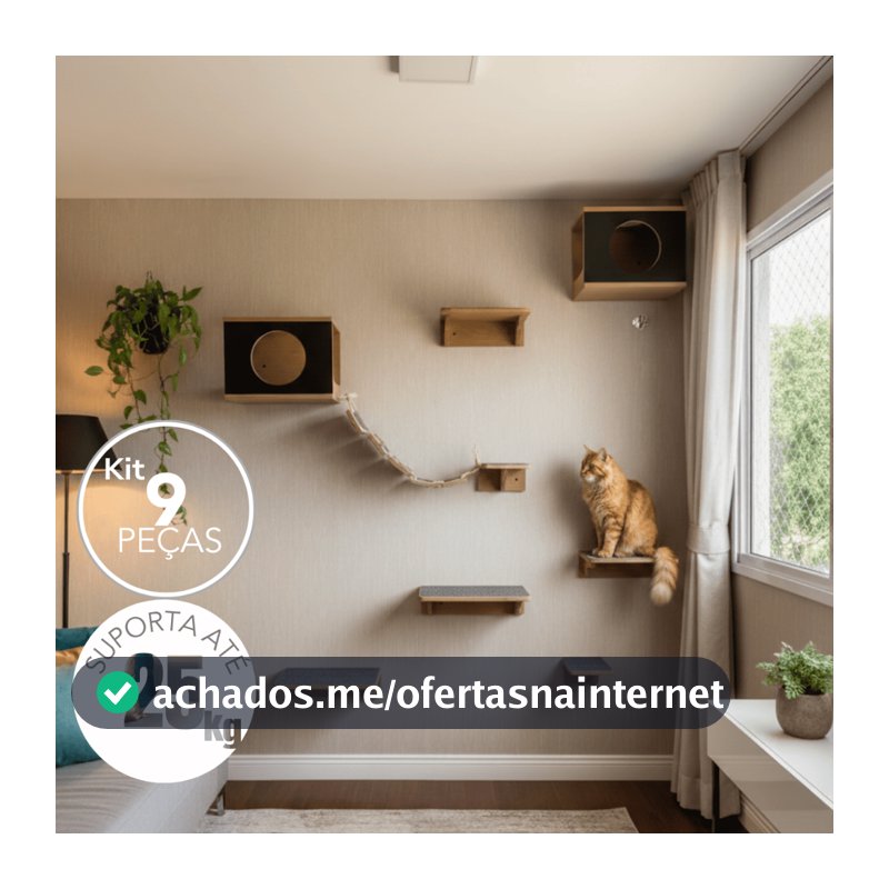 Playground Gato Reforçado 9pçs Montado Exclusivo BT Wood Parque Gatos Moderno Completo