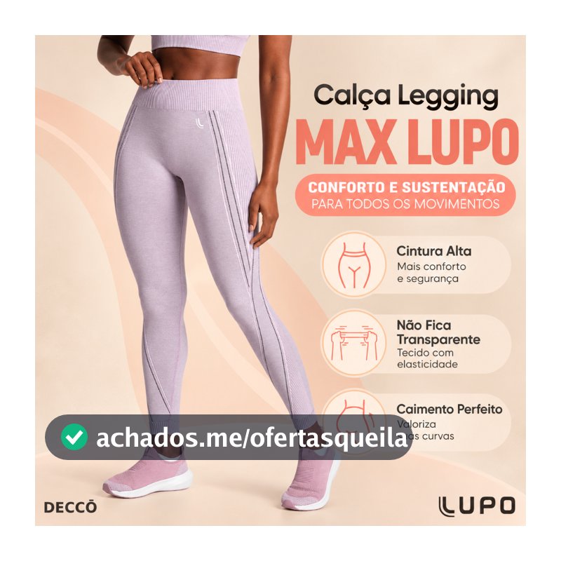Calça Leg Legging Max Lupo Sport Tecnologia Sem Costura Seamless Dry para Treino de Alto Rendimento