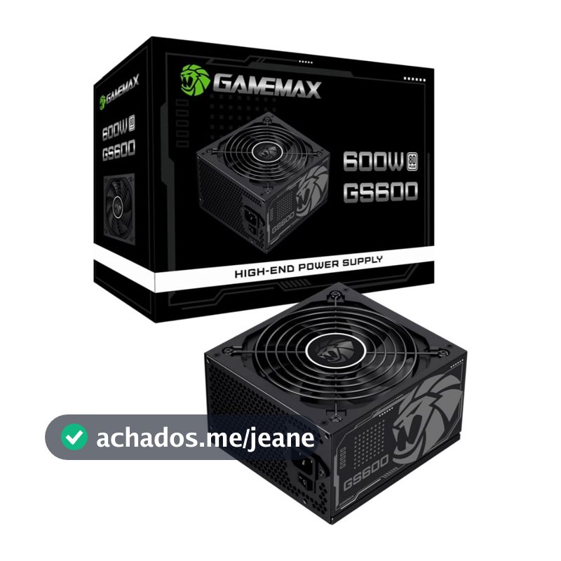 Fonte Gamemax Gs600 600w 80 Plus White Pfc Ativo Preta