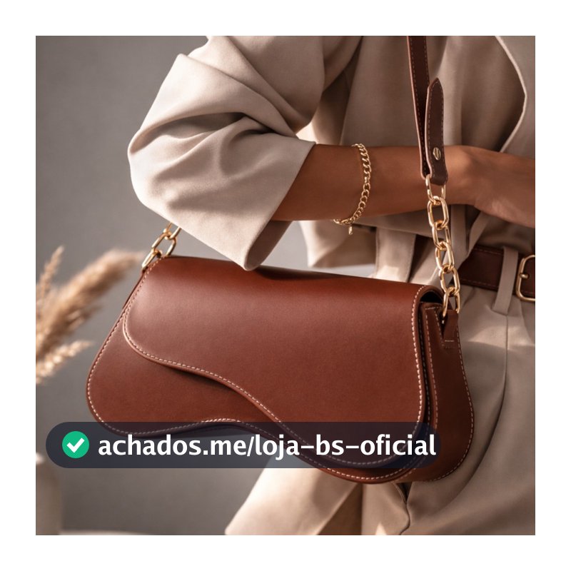 Bolsa Feminina Média Espaçosa Detalhes Dourado Baguete Moderna