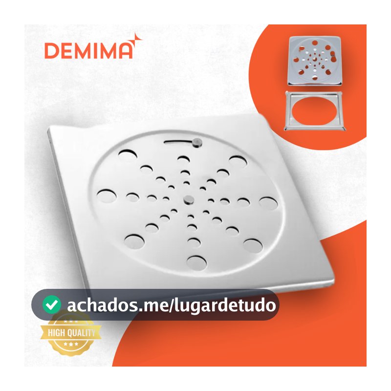 Ralo Tampa Grelha 15x15 Inox Quadrado Abre e Fecha Rotativo Anti Odor Banheiro Lavabo Cozinha Box Piso Demima