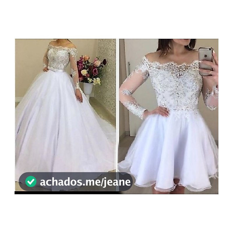 vestido de noiva modelo 2 em 1 renda manga comprida personalizado