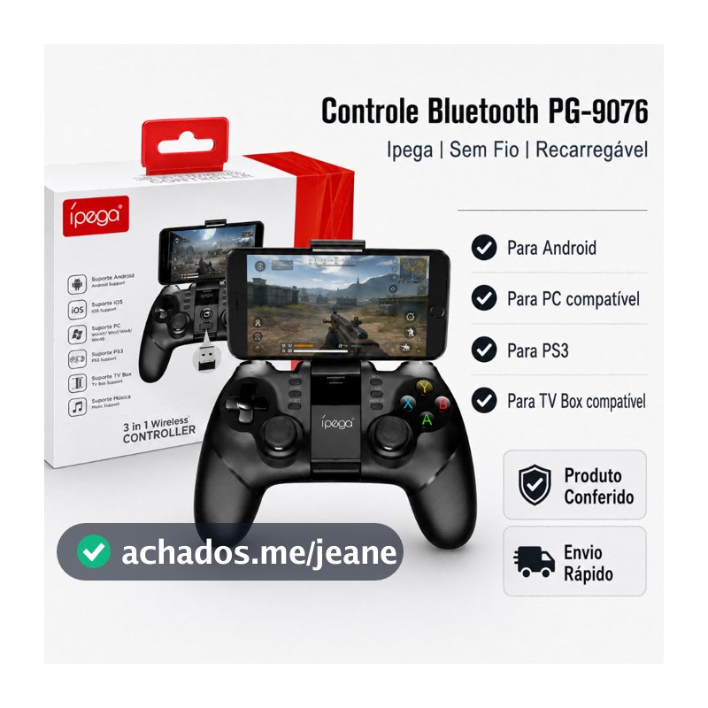 Joystick Ipega 3 Em 1 PG-9076 Bluetooth Controle Celular Android PC PS3