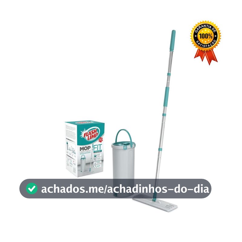 Mop Lava e Seca FIT Balde Com Esfregão Microfibra Flash Limp