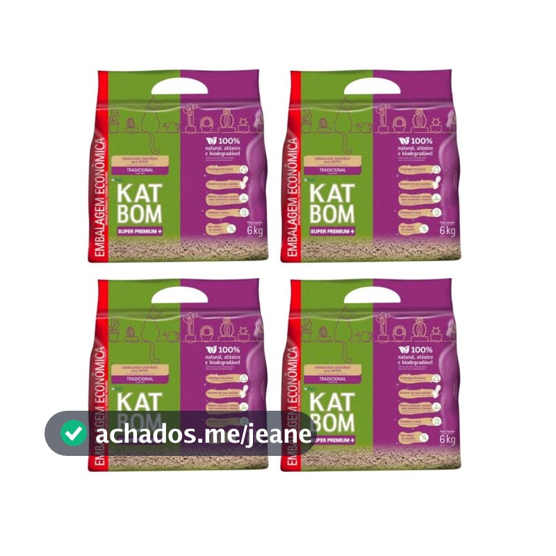Kit 4 Katbom Tradicional Granulado Sanitário Gatos - 6 Kg