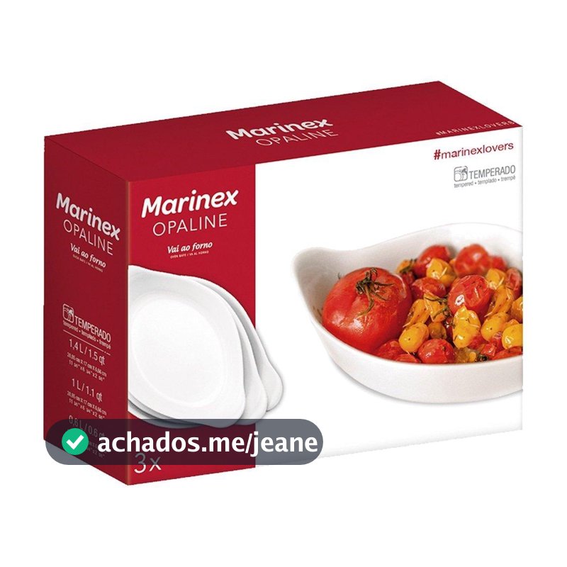 Conjunto Assadeira Marinex Opaline Oval 0,6/1,0/1,4L 3 Peças