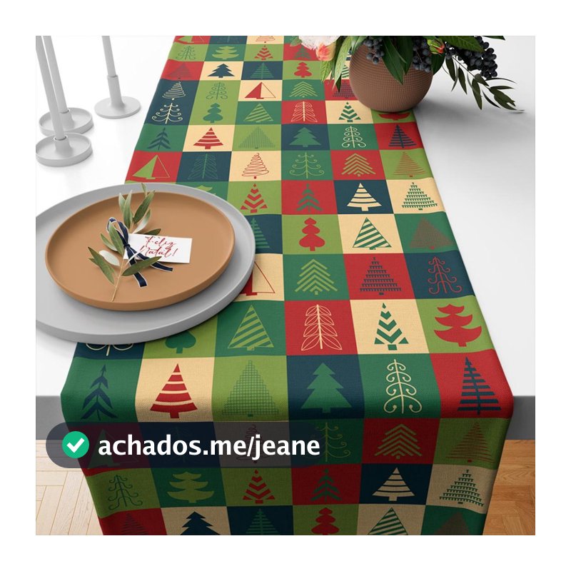 Caminho de Mesa Trilho Toalha Natal | 4 ou 6 Lugares, 1,35x0,40 | Decorativa, Modelos Natalinos