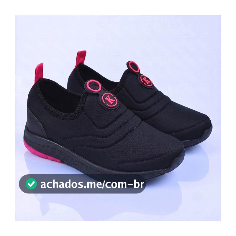 Kidstep Tenis Escolar Infantil Calce Fácil K Feminino Preto com Pink 28 ao 36