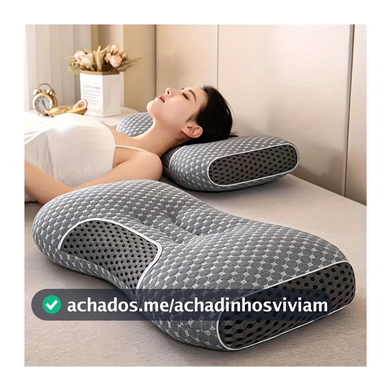 Travesseiro Ortopédico Cervical Cinza Coluna Postura Ergonômico Almofada Macio