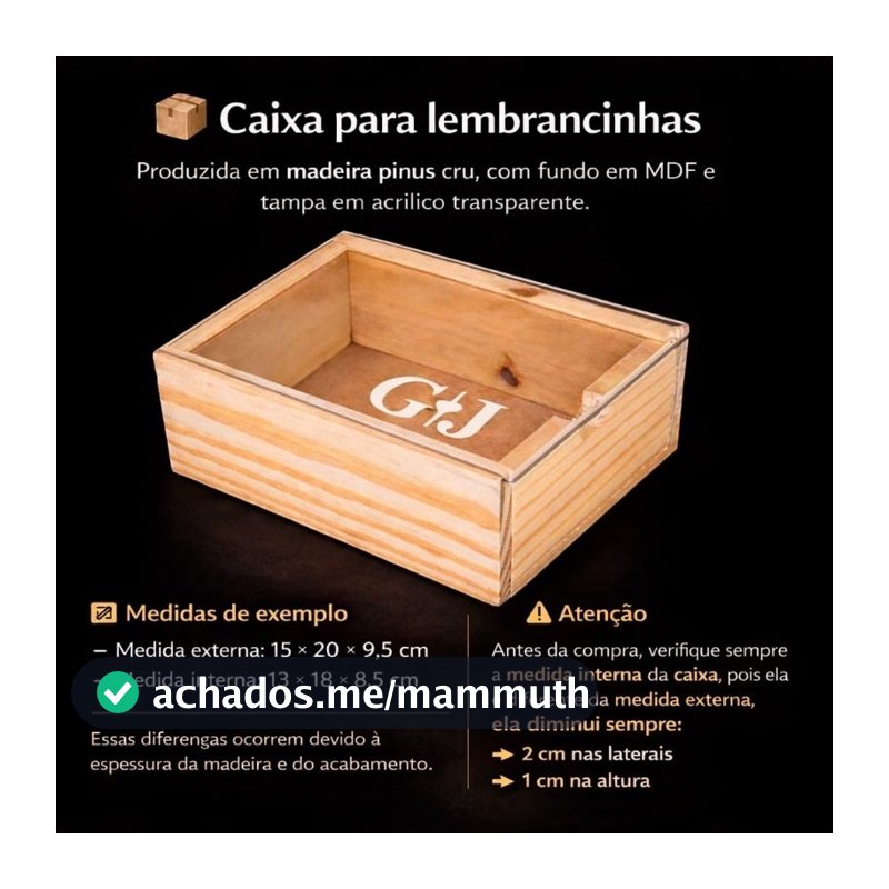 CAIXA para presente em Madeira pinus com tampa em ps transparente personalização não incluso.