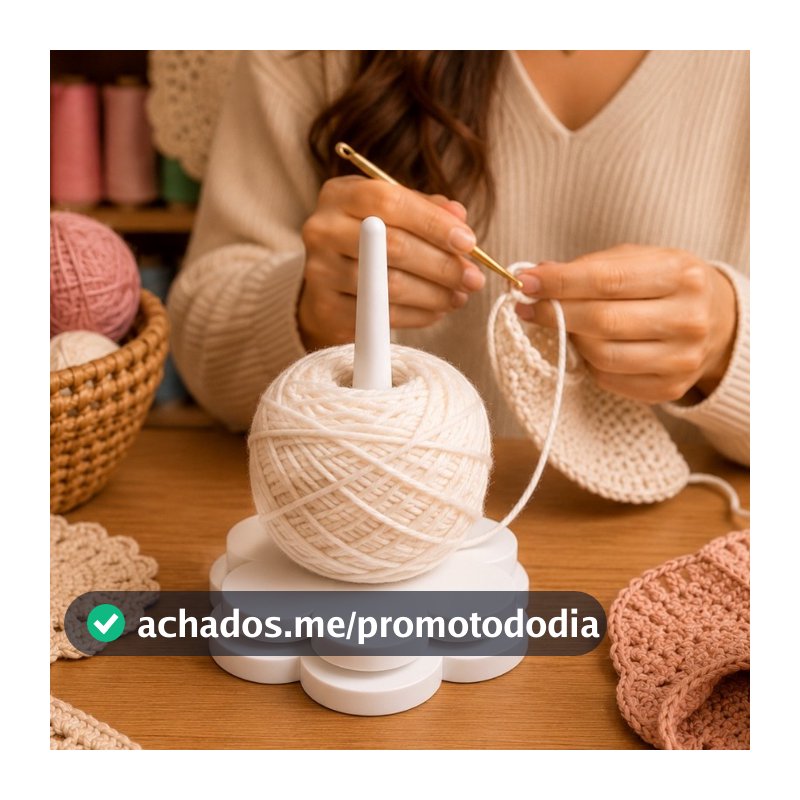 Suporte Linha de Crochê Giratório Formato de Flor Desmontável Gire com Facilidade