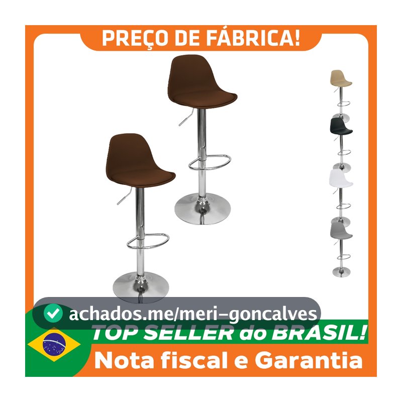 Kit 2 Banquetas Joly Luisa Giratória Regulável Base Giratória Cromada