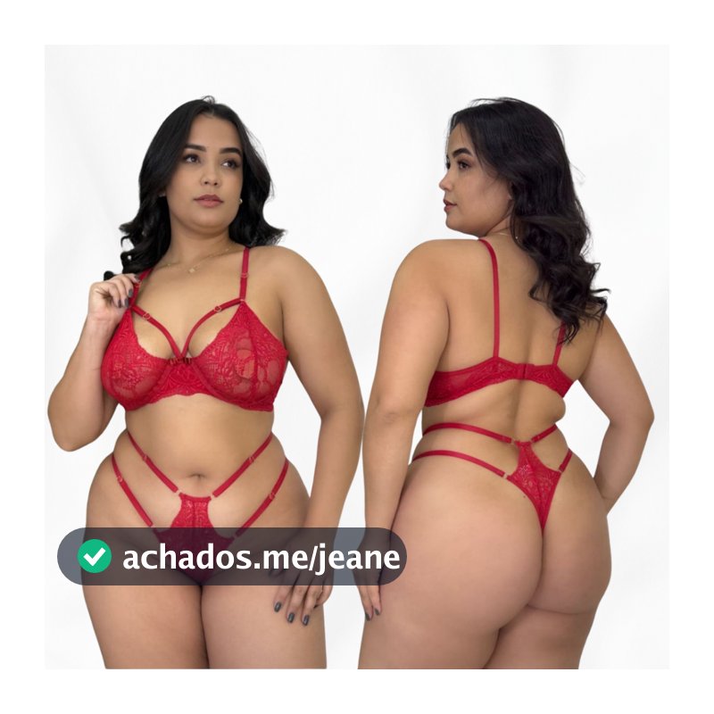 Lingerie de renda Plus Size reforçado Conjunto Calcinha fio dental Sexy e Sutiã com Aro regulável leona