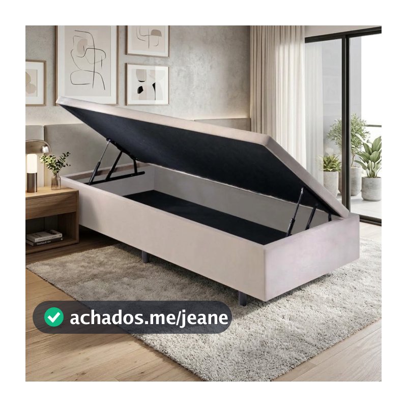 Base Box Baú Solteiro 88x188x42cm Suede Bege