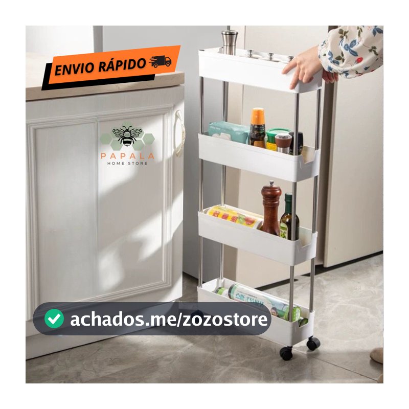 Carrinho Organizador Móvel Facil Montar 4 andares Multiuso - Prateleira Carrinho 4 camadas P, M, G