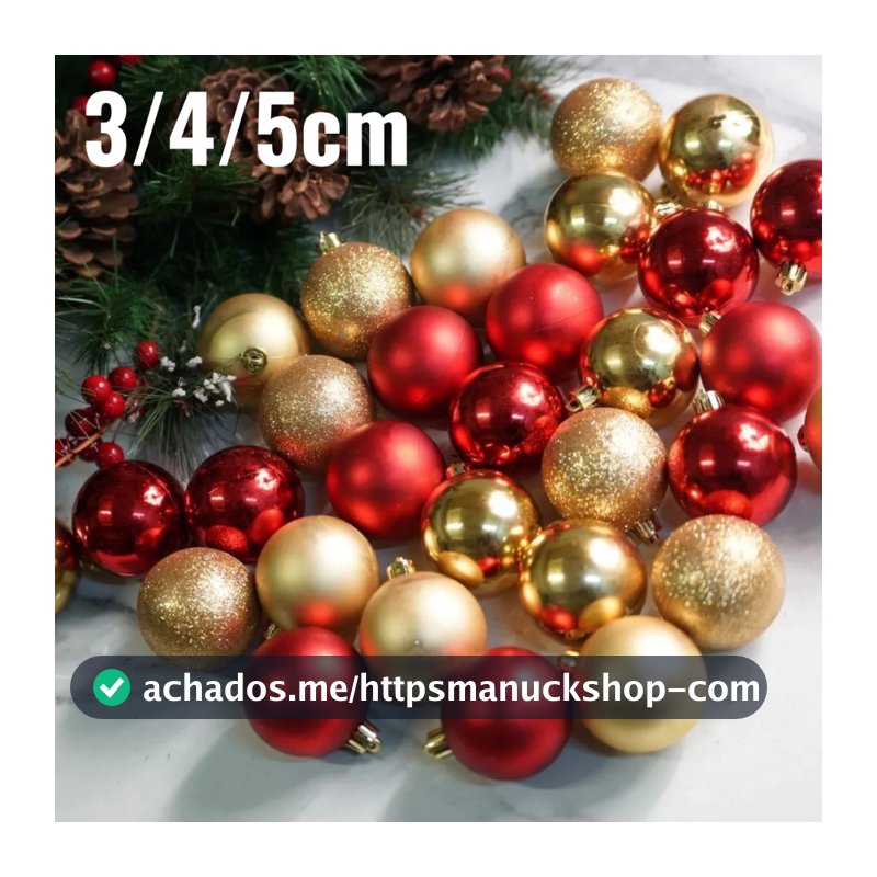 Kit Bolinhas de Árvore de Natal 3cm /4cm/5cm/6cm/7cm/8cm Mista Lisa Fosca Glitter Decoração Natalina