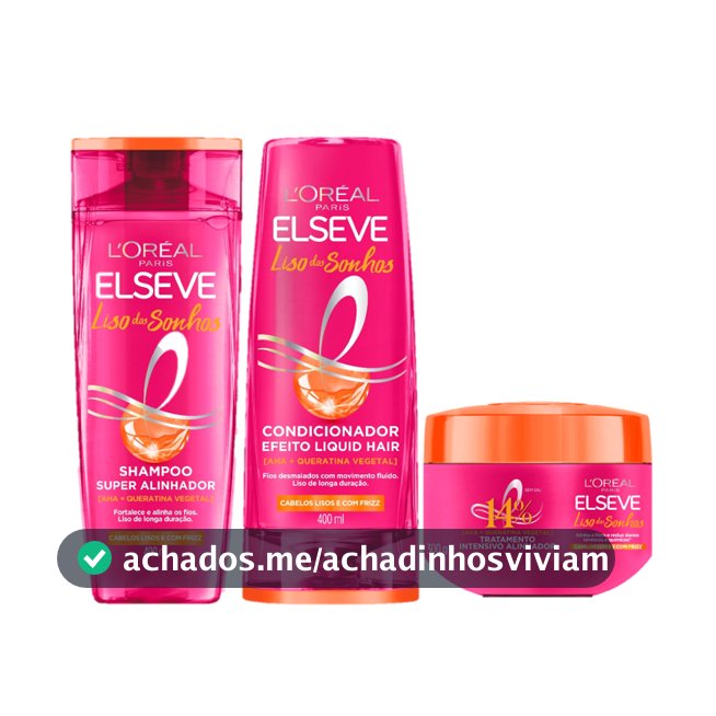 Kit Elseve Liso Dos Sonhos Shampoo 400ml, Condicionador 400ml e Creme de Tratamento 300g