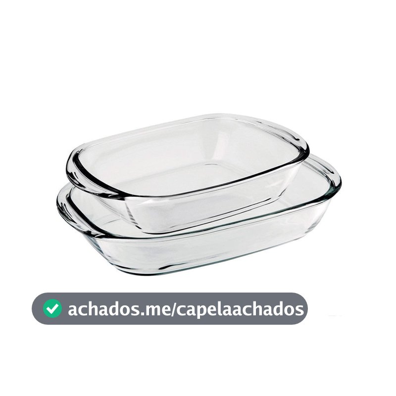 Conjunto de Assadeiras Retangular Nadir Sempre em Vidro 2 Peças