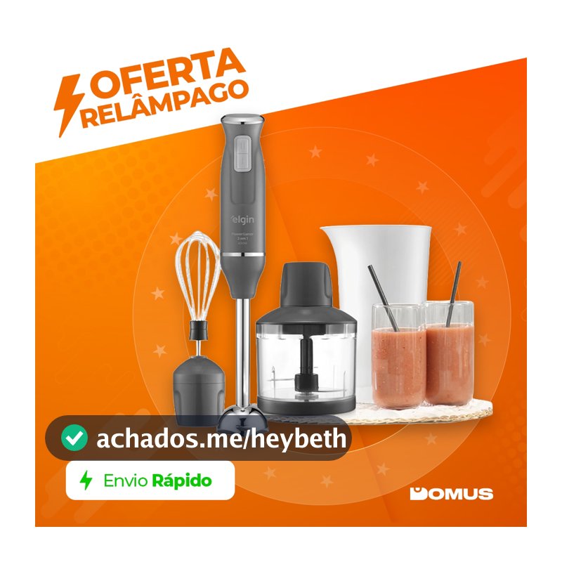 Mixer 3 em 1 Power Inox Lunar Elgin 600W Processador