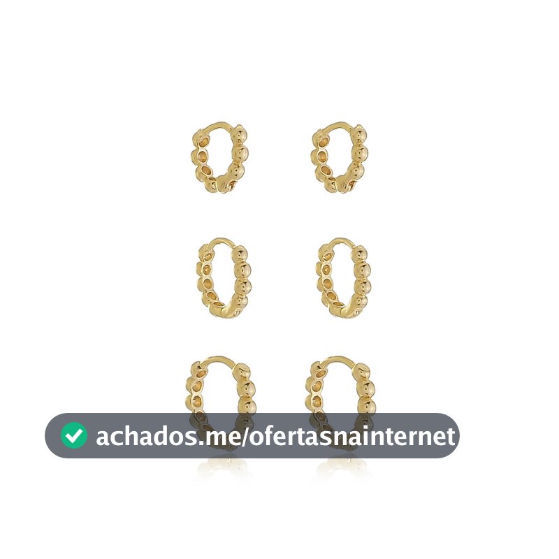 Trio de Brincos Veneza Banhado a Ouro