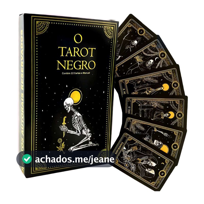 Baralho Tarot Negro com 22 Cartas Manual em Português Baseado no Taro de Marselha-Versão Iniciantes