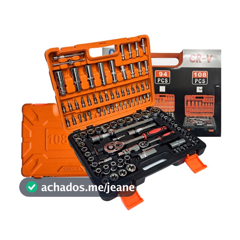 Kit Ferramentas Chave Soquetes 108 Peças Aço Cromo Vanadium