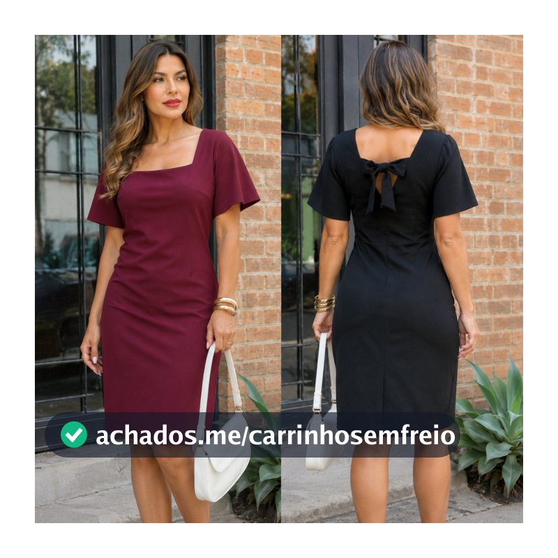 Vestido Feminino Ester Soltinho Fresco Com Manga Liso Elegante Social com Zíper Moda Evangélica Alfaiataria Moda Verão
