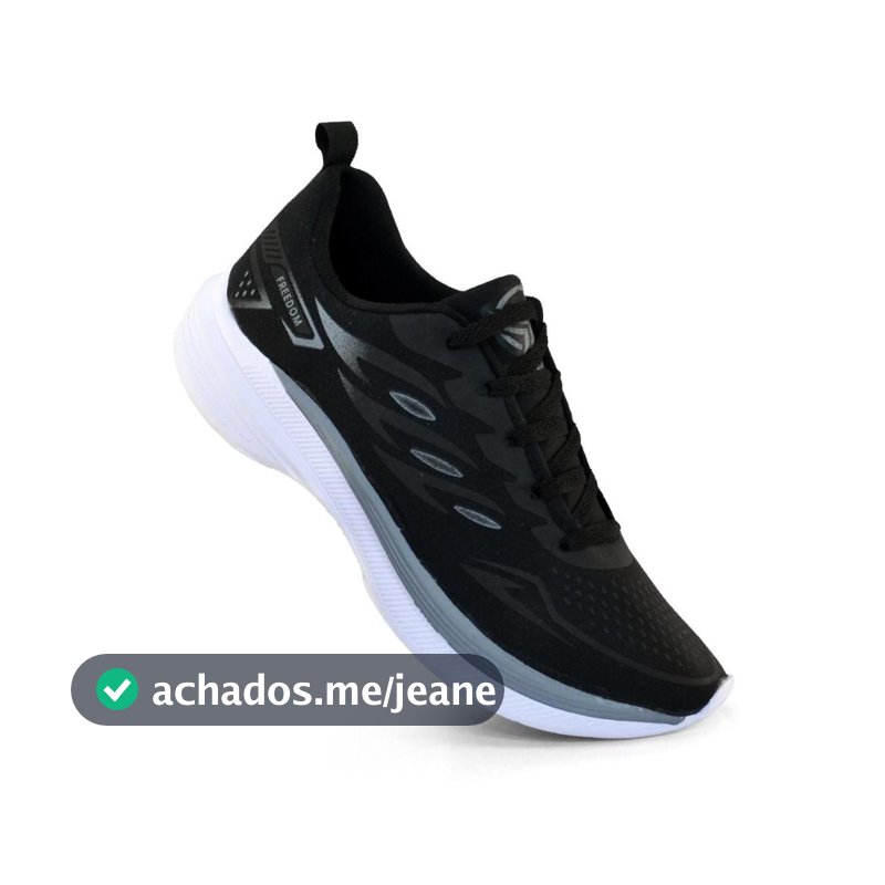 Tenis Masculino UNISSEX Escolar Academia Original FREEDOM Corrida Caminhada Lançamento PROMOCAO PRETO PRATA