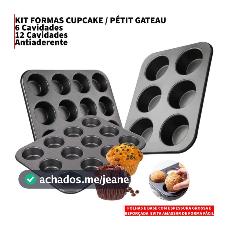 Forma Cupcake  Antiaderente Teflon Pão de Queijo Empadas Muffins Assadeira 6 Cavidades MP