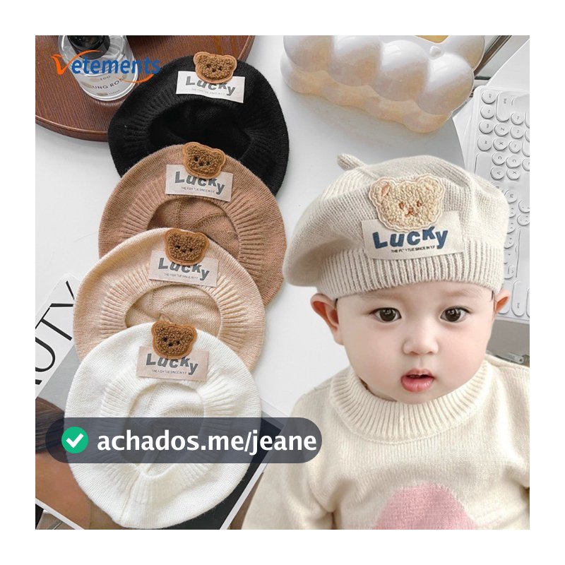 Chapéu De Pintor De Arte Francesa Infantil-Boina De Urso Fofa Para Bebê À Prova De Vento E Frio Malha De Lã-Chapéus Quentes De Inverno Ao Ar Livre