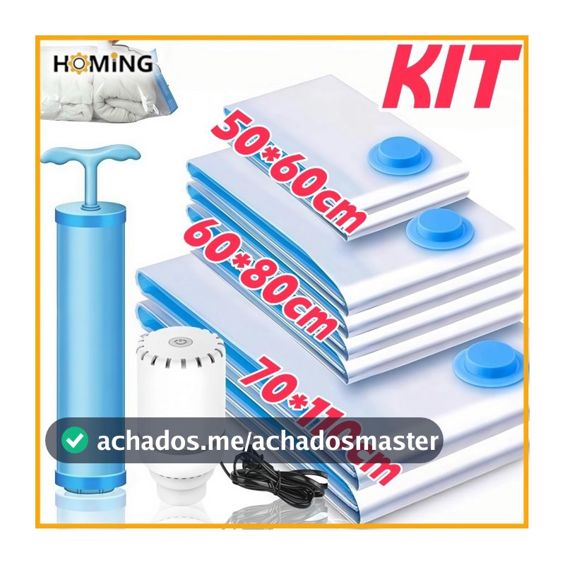Kit 3/5/8 Saco A Vácuo Grande Organizador Edredom Coberto Mala Roupa Viagem De Cama com ou sem  Bomba