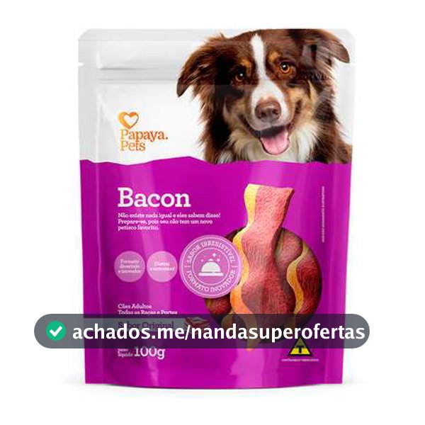 Petisco Papaya Pets Bacon para Cães Adultos Sabor Original 100g