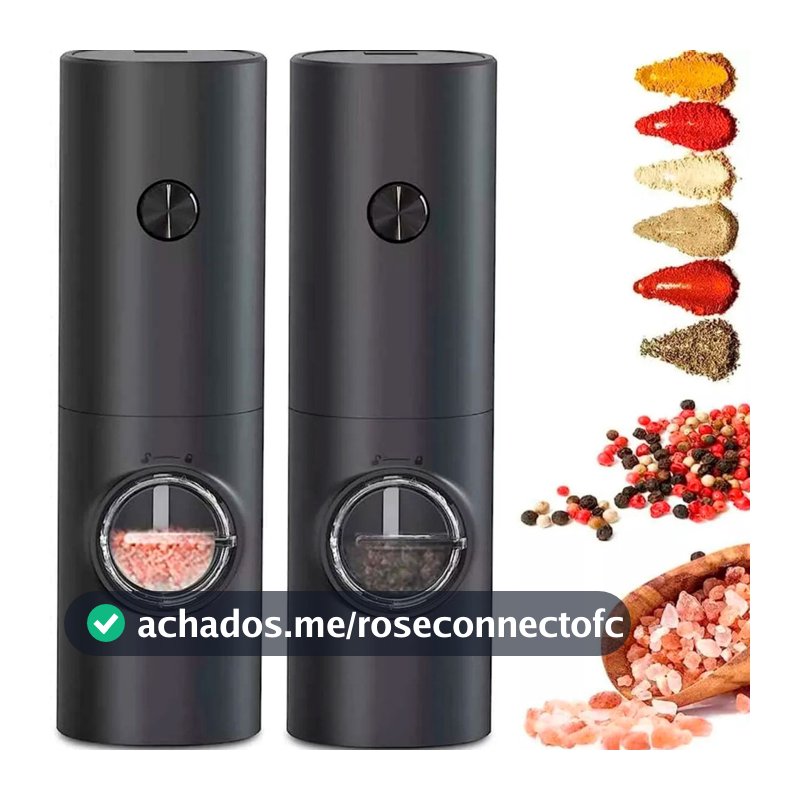 Moedor Elétrico de Sal e Pimenta com Ajuste de Granulagem para Cozinha