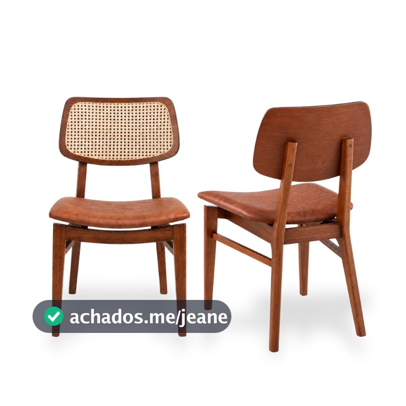 Kit Com 2 Cadeiras Reforçada Madeira Maciça Estofada Couro Para Sala De Jantar Área Gourmet