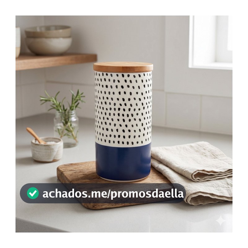 Pote Hermético 1500ml Azul Marinho Branco Poá para Cozinha