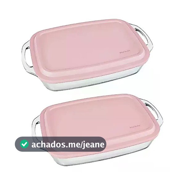Kit 2 Assadeiras Travessa Marinex Seletta 3,5l C Tampa Rosa claro