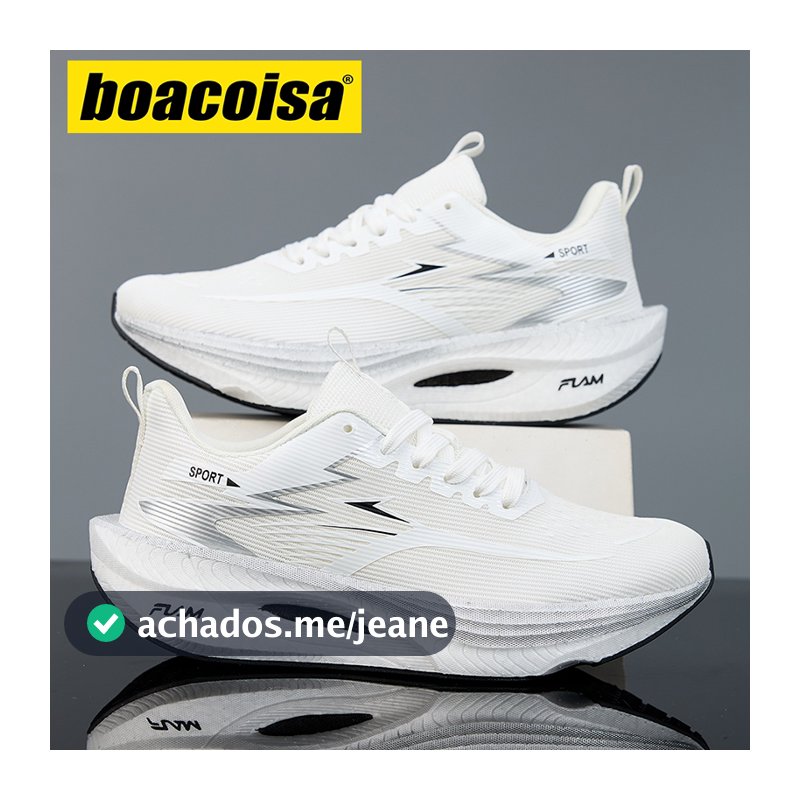 boacoisa Tênis Branco Unissex Com Sola De Placa De Carbono Corrida Ultraleve E Respirável Para Homens/Mulheres/Crianças
