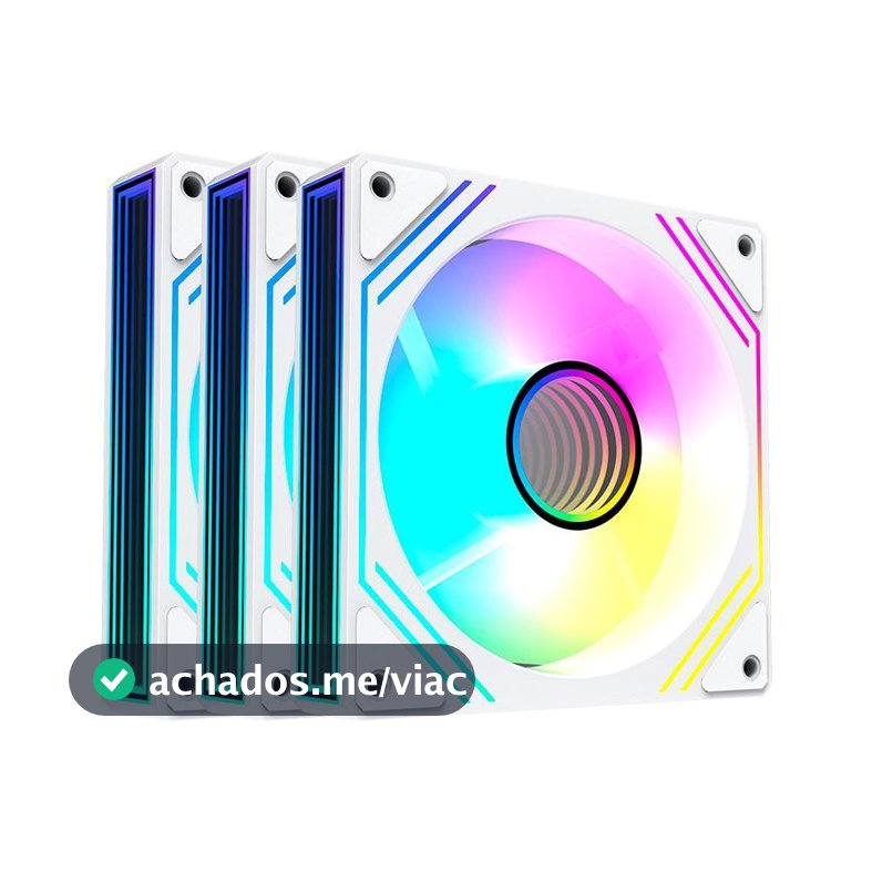Kit Ventoinhas Acegeek Neon, ARGB, 3x120mm, Branco, AG-NEON3X1-WH