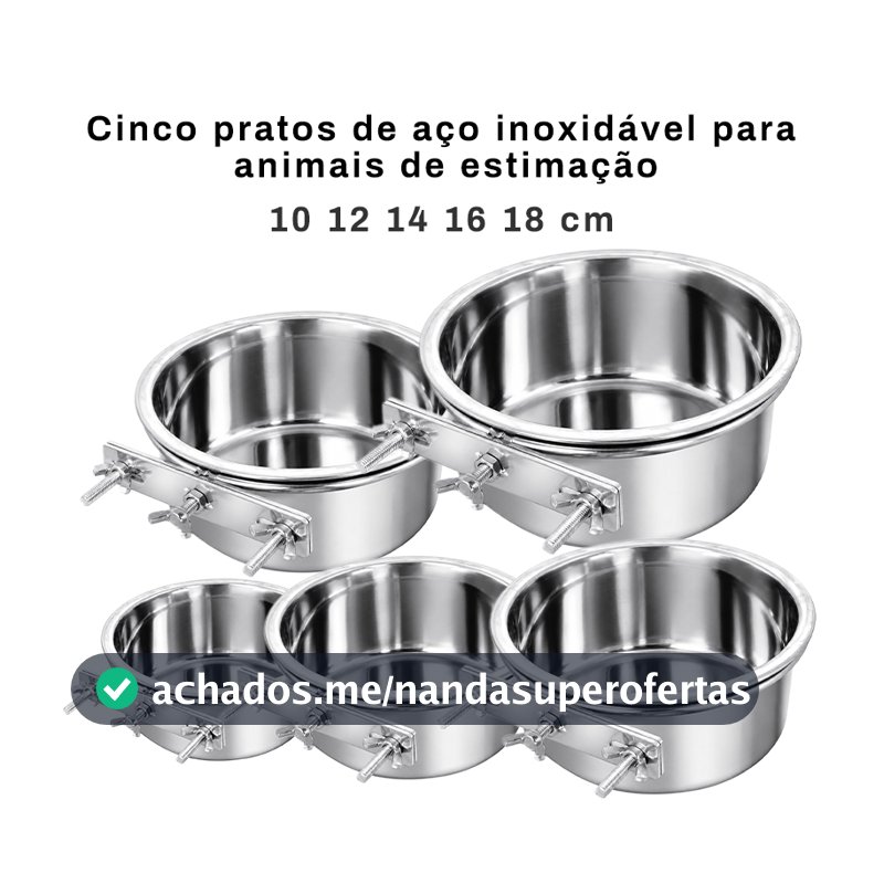 Comedouro Suspenso em Aço Inox para Pets – Tigela Fixada em Gaiola para Cães, Gatos e Pequenos Animais VITOR