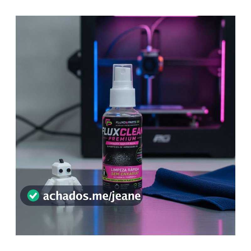 FluxClean 100ml para Limpeza Diária de Mesa de Impressora 3D com Esponja — Sem Enxágue