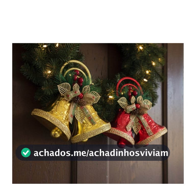Enfeite Sino de Natal Duplo Luxo - Dourado e Vermelho (26 cm) -  Decoração Natalina